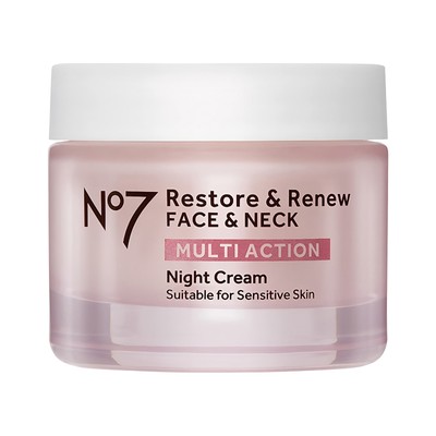 No7 Restore Renew Nachtcreme für Gesicht und Hals, Multi-Action, 50 ml Kunststo
