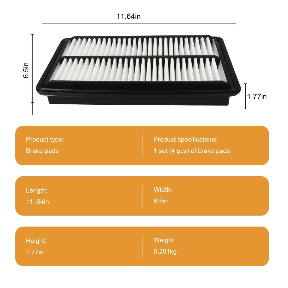 Filtro de aire del motor Ridgeline 17220-5J6-A10 para Honda Odyssey Pilot Passport Foto 2 de 4