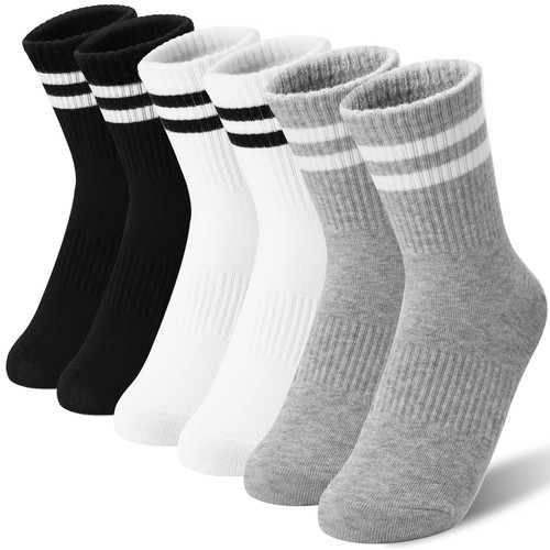 Boys Kids Socks Athletic Basketball Sport Youth Crew Cotton Breathable Outdoo...