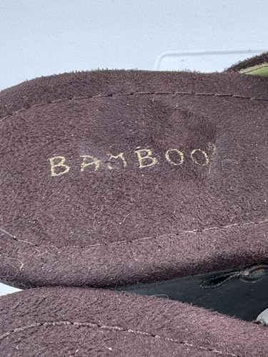 Vintage Bamboo Wooden/satin Clogs Beaded Embroidery Boho Brown Size 7.5 Cloggy - Picture 6 of 8
