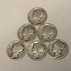 Lot of 6 Mercury Dimes 90% Silver all different dates sold for melt value