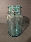 Vintage Blue Ball Ideal Mason Glass Qt Canning Jar Wire Bail Pat. July 14 1908 — photo 3