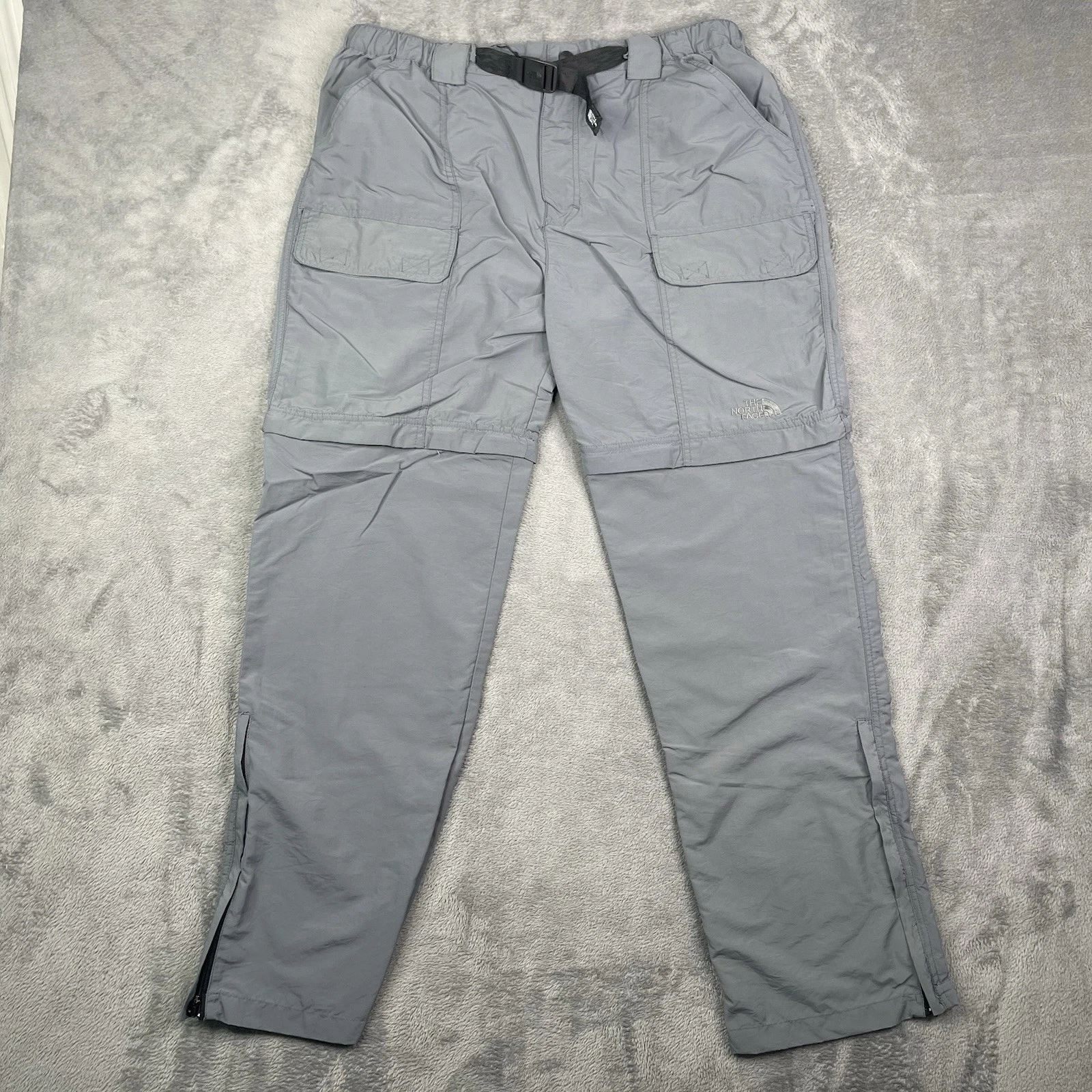 VTG The North Face Pants Men XL Gray Convertible Hiking Cargo Zip Off Short Belt