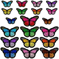 20Pcs Butterfly Iron On Patches, 2 Size Embroidered Sew Applique Repai