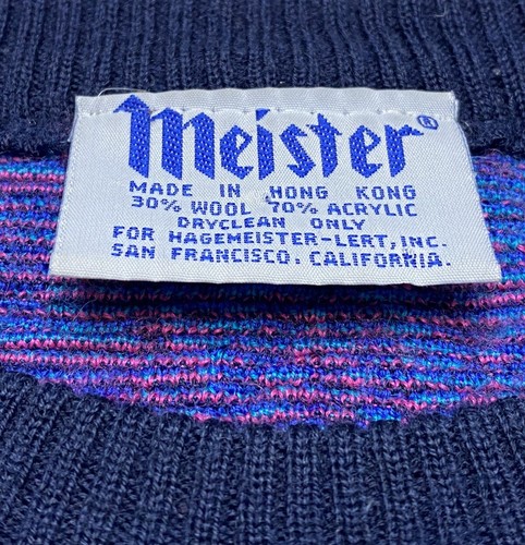 Vintage 80er Meister Pullover blau/rosa Damen klein Ski geometrisch Wollmischung - Bild 3 von 3