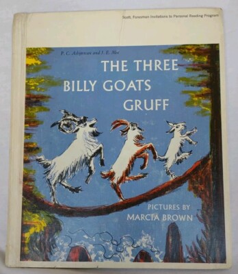 The THREE BILLY GOATS GRUFF VINTAGE 1957 Hardcover Pictures by Marcia Brown 