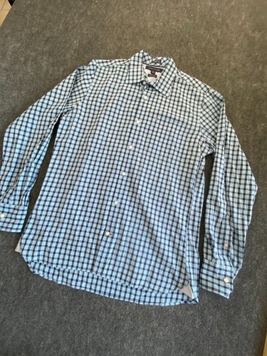 Tommy Hilfiger Shirt Mens SMALL blue Business button up modern plaid Size S - Picture 9 of 14