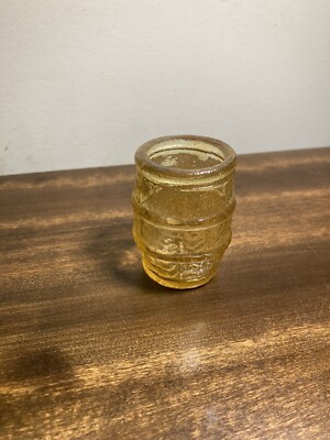 Vintage Amber Glass Barrel Shot Glass Retro Travel Souvenir Collectible Gift Dad