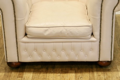 Chesterfield Cream Leather Club Armchair - Picture 17 of 17