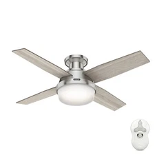 Hunter Fan 44 inch Low Profile Brushed Nickel Ceiling Fan with Light and Remote