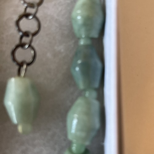 Beautiful Chinese Vintage Celadon Green Jade Bead Necklace 17 inches long W/Exte - Picture 6 of 13