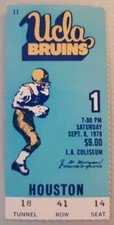Boleto de fútbol americano UCLA Bruins Houston Cougars 9/8 1979 QB Delrick Brown 2 touchdowns