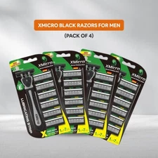 XMicro Black Razors German Stainless Steel For Men Vita E,Aloe (4 Pack) 28Pieces