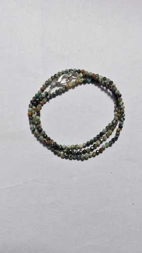 20 Quilate Natural Gema Turquesa 2MM Cuentas 925 Plata 18" Cuerda Collares - Imagen 7 de 8