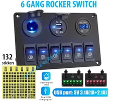 12V LED 6 Gang On/Off Rocker Switch Panel Car Truck Boat Marine Inline Fuse Box