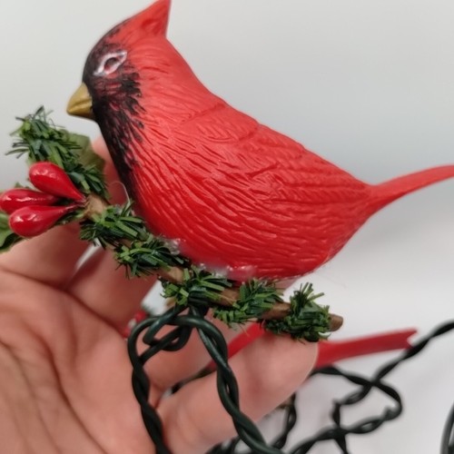 Cardinals On Twig Branch Christmas String Light Set Plastic Birds Holiday Decor - Picture 10 of 13