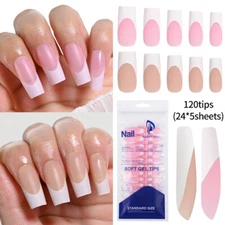 120pcs False Nails French White Border Fake Nail Chips Artificial Nail Tips Diy