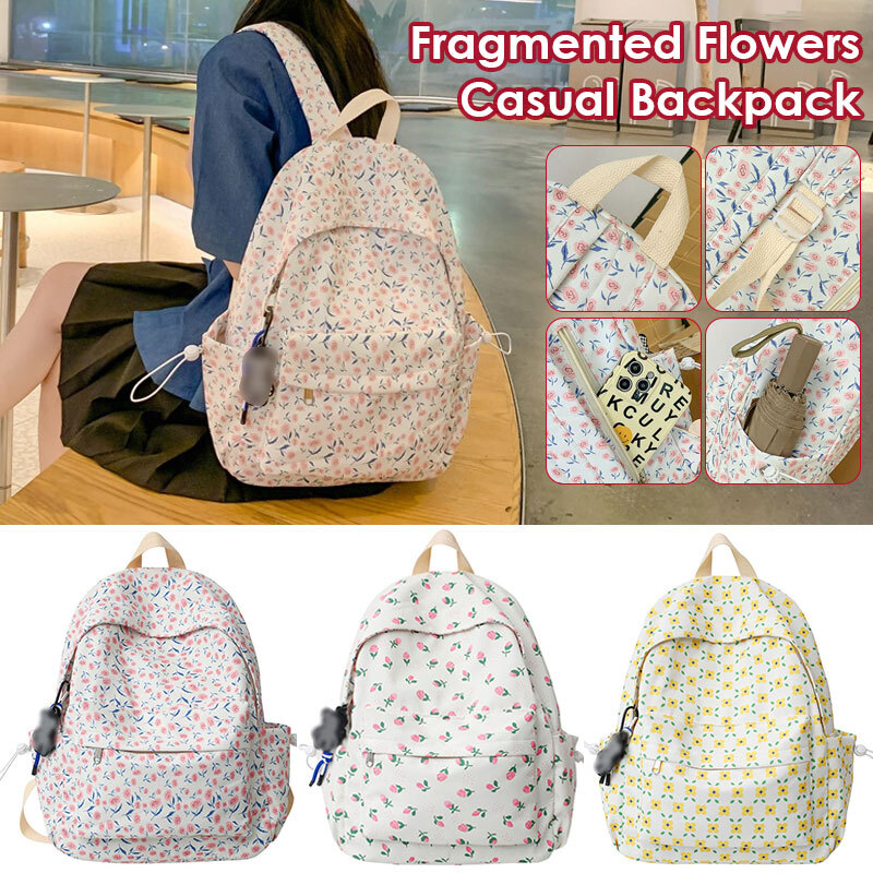 Girls Floral Print Backpack School Shoulder Bags Students Bookbag