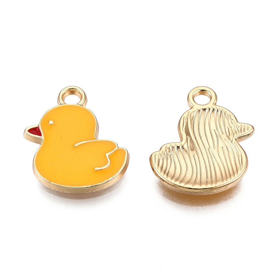 100x Dijes de pollito amarillo esmaltado pájaro animal encanto a granel para hacer joyas hágalo usted mismo Foto 2 de 4