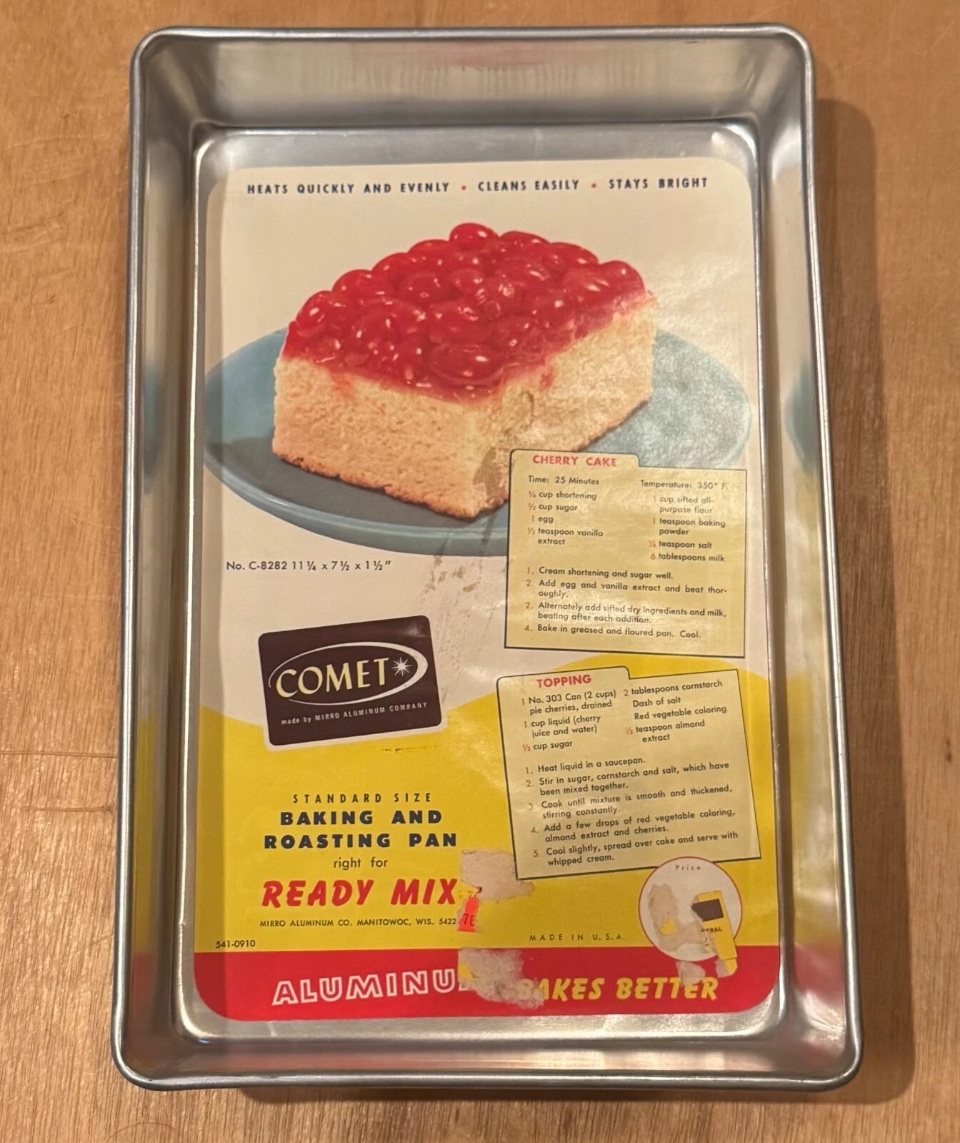 Vintage Comet Baking and Roasting Pan Aluminum with Label & Recipes