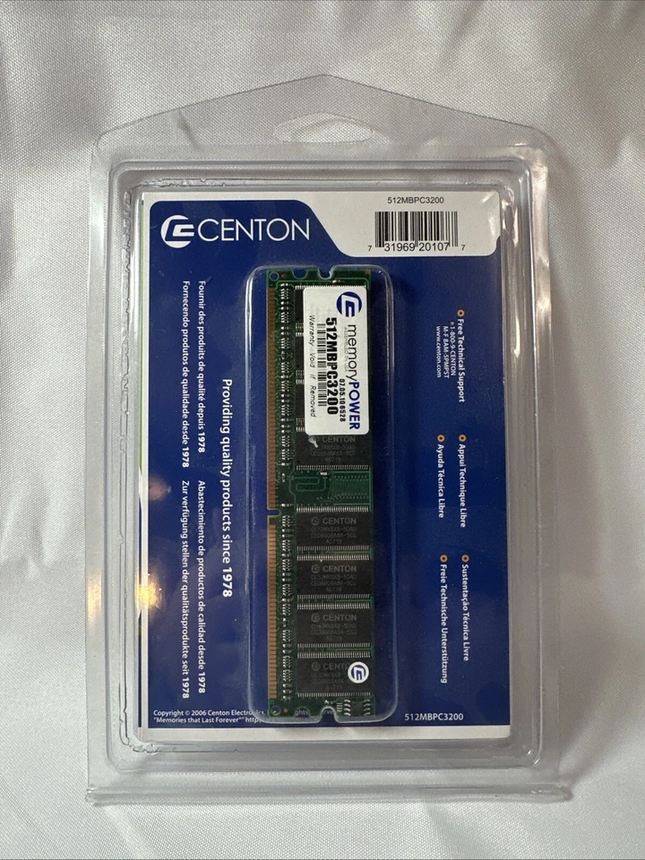 512MBPC3200 Centon Electronics 512MB DDR Non ECC PC-3200 400Mhz Memory - Image 2 of 2