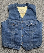 Vintage DC Dee Cee Brand Denim Sherpa Vest Insulated USA Made Large