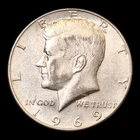 1969-D Kennedy Half Dollar 50c 40% Silver Coin