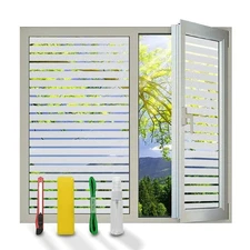 Window Privacy Film, Stripe Window, Film Static Cling, Anti UV, Heat Control,...