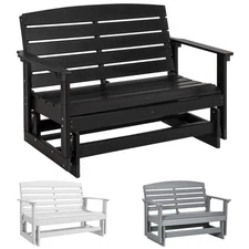 Outsunny Patio Glider Bench w/ HDPE Slatted Design Double Rocking Chair