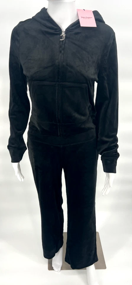 Conjunto de chándal de terciopelo regaliz negro Juicy Couture nuevo con etiquetas $199 para mujer L Foto 3 de 4