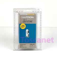 Lutron Dimmer Toggler Electrical Switch, TG-10PR-WH Single Pole White 1000W, NEW