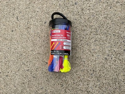 Cable Zip Ties 4  6  8  in Assorted Colors 500 ct Utilitech Type 21 & 21S