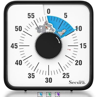 SECURA 60-MINUTE VISUAL COUNTDOWN TIMER, 7.5-INCH OVERSIZE CLASSROOM -  BLUE