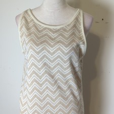 90's Y2K Chevron Maxi Metallic Shirt Dress Sleeveless Resort Glam Size L