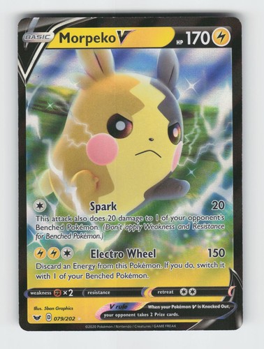 Morpeko V 079/202 Holo V Rare Sword & Shield Pokemon 2020 NM Graphics