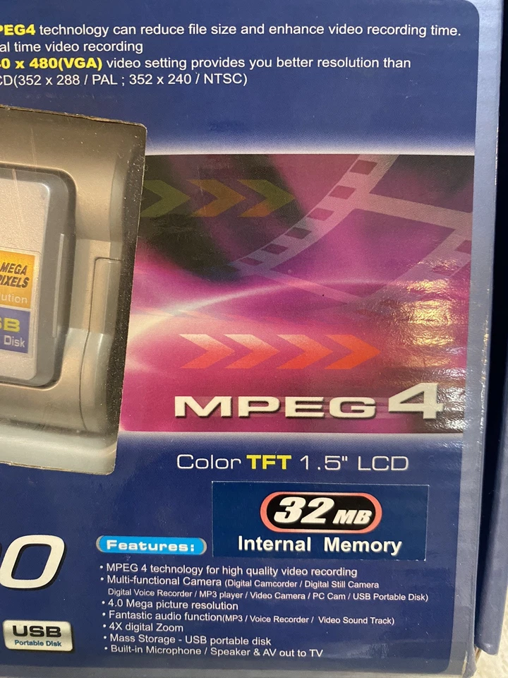Videocámara digital MPEG4 32 MB de memoria LCD plateada Mustek DV-3500 NUEVA EN CAJA NOS 1,5" Foto 4 de 4