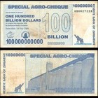 100 Billion Dollars Zimbabwe Special Agro Cheque, P-64, Used X 5 PCS — photo 2