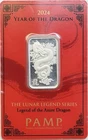 2024 PAMP Lunar Legend of the Azure Dragon .999 10 Gram Silver Bar