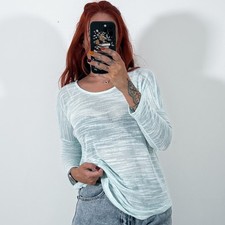 Ladies Aqua Light Knit Jumper Sweater Top Size Medium, 12-14