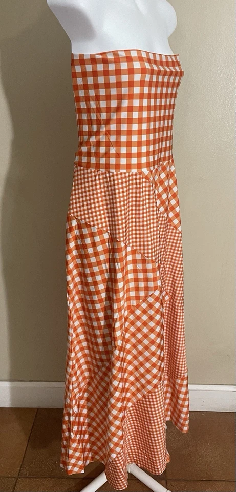 Vestido de baño Betsey Johnson para mujer a cuadros línea A naranja talla L Foto 4 de 4