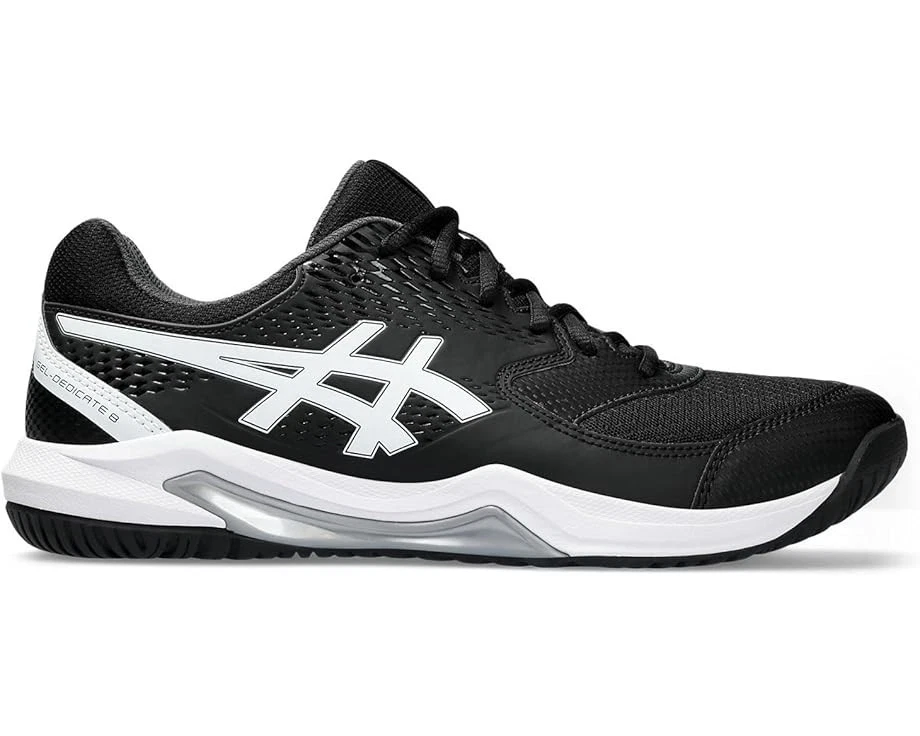 Tênis ASICS® masculino 9.5 M GEL-Dedicate 8 em preto/branco - Imagem 2 de 4