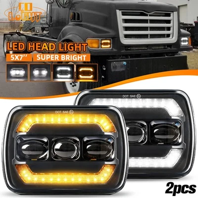 2PCS Fits for Sterling Truck LT9500 7x6" 5X7" LED Headlights w/ DRL Turn Signals - Image 1 of 4