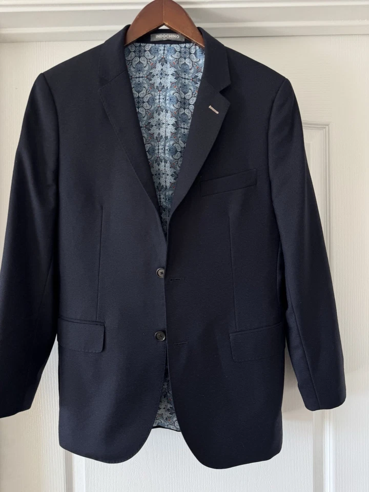 Indochino Suit Jacket Blazer Sport Coat Wool Navy Blue 2 Button Size 40R Surgeon - Image 2 of 4