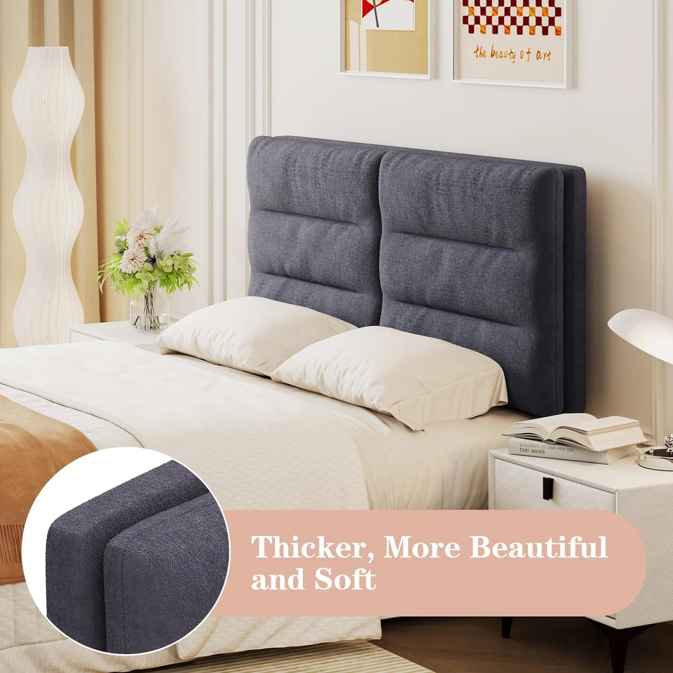 Cabecero King Size, Tapizado Terciopelo Resistente y Espesante Cama Ajustable... Foto 4 de 4