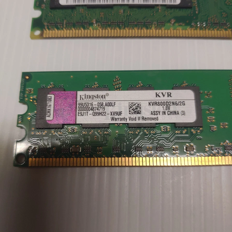 2PCS Kingston & Samsung 800 mhz DDR2 DIMM RAM 2 + 1gb Desktop Memory PC2-6400 - Image 3 of 4