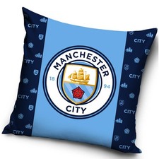 Image of Manchester City FC Filled Cushion Football Club Crest Children Blue/Navy 40x40cm