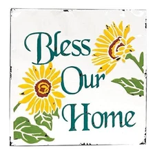 Bless Our Home Vintage Metal Wall Plaque, 16.5"L x 16.5"W, Metal