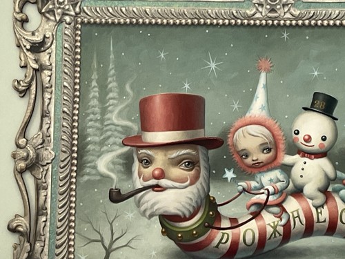 Mark Ryden SANTA WORM DIE CUT EMBOSSED MINIATURE Print Signed Lmtd Ed #66/999 - Picture 9 of 13