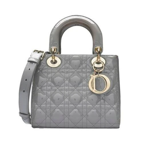Petit sac fourre tout Dior gris cuir verni femme doré 20A009 120809846