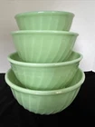 Vintage Fire King Jadeite Green Swirl Nesting Mixing Bowl Set Of 4